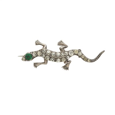 Lot 1 - A late 19th century silver paste lizard brooch