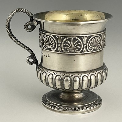 Lot 35 - A George III silver mug, in the Regency style,...