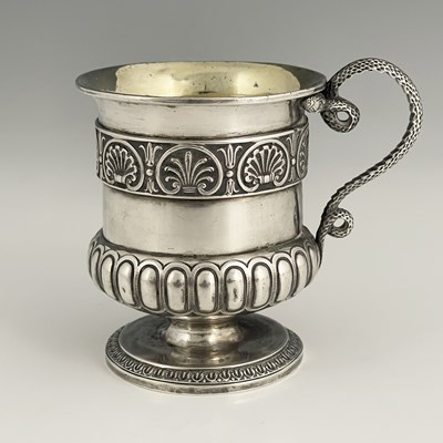 Lot 35 - A George III silver mug, in the Regency style,...