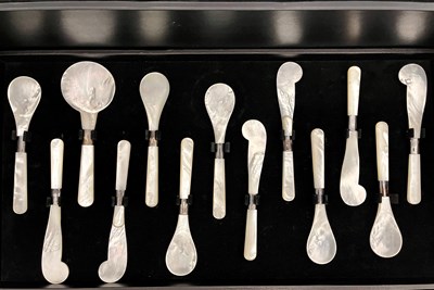 Lot 469 - G. Lorenzi, set of six mother of pearl shell...