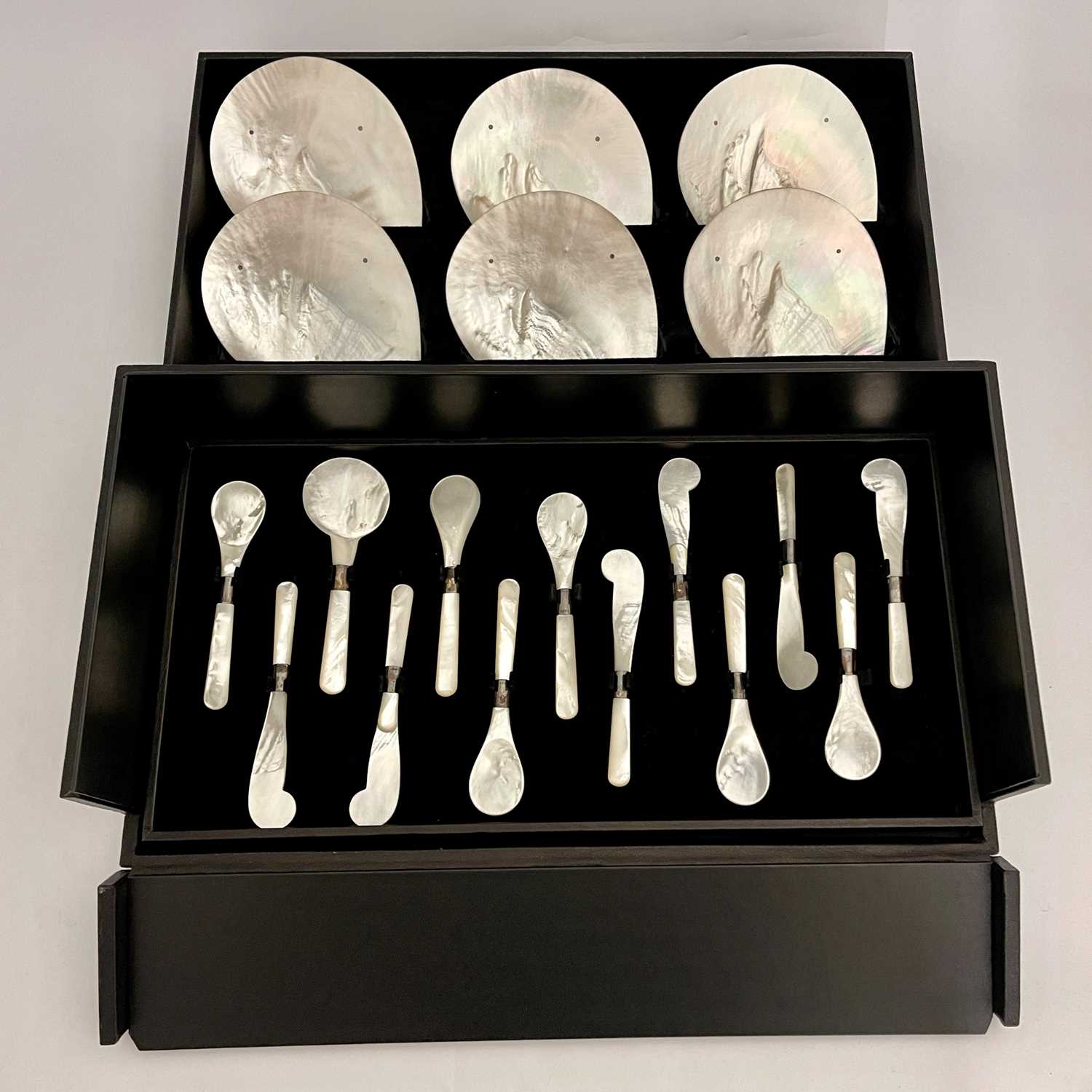Lot 469 - G. Lorenzi, set of six mother of pearl shell...