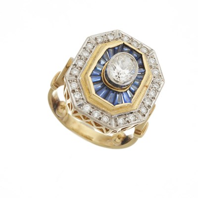 Lot 165 - An 18ct gold diamond and sapphire cluster dress ring