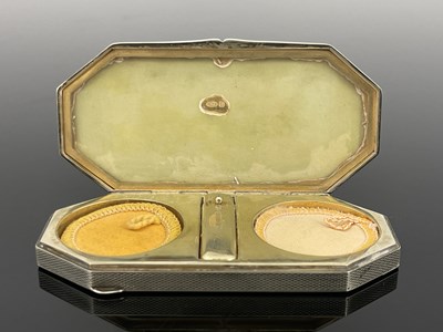 Lot 5 - A Continental silver and enamelled double compact, import marks for Birmingham 1928