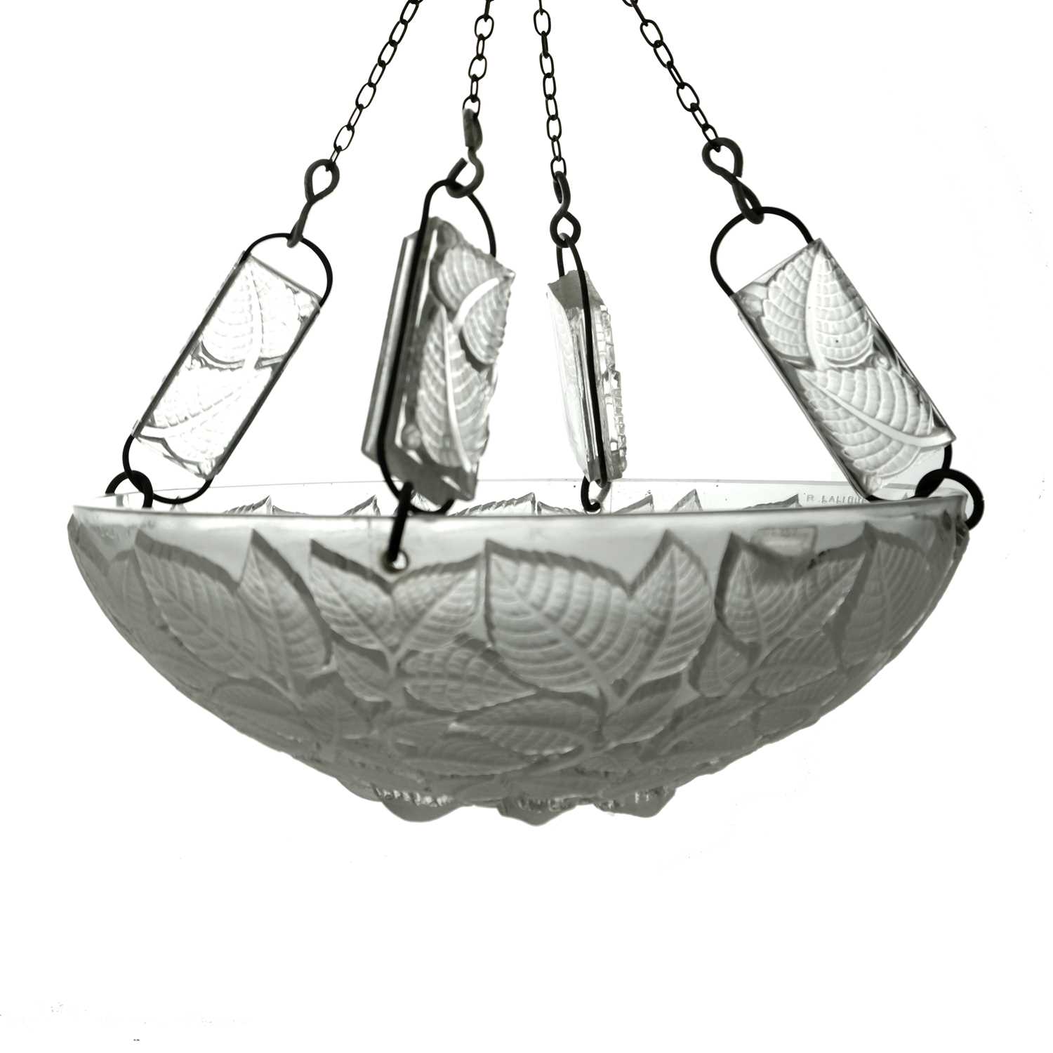 Lot 75 - Rene Lalique, a Charmes glass pendant light...