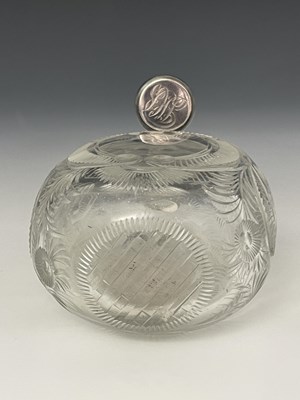 Lot 78 - A Victorian silver mounted cug glask flask, Charles Dumenil, London 1898