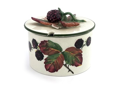 Lot 805 - Wemyss, a blackberry painted and relief moulded preserve jar and cover