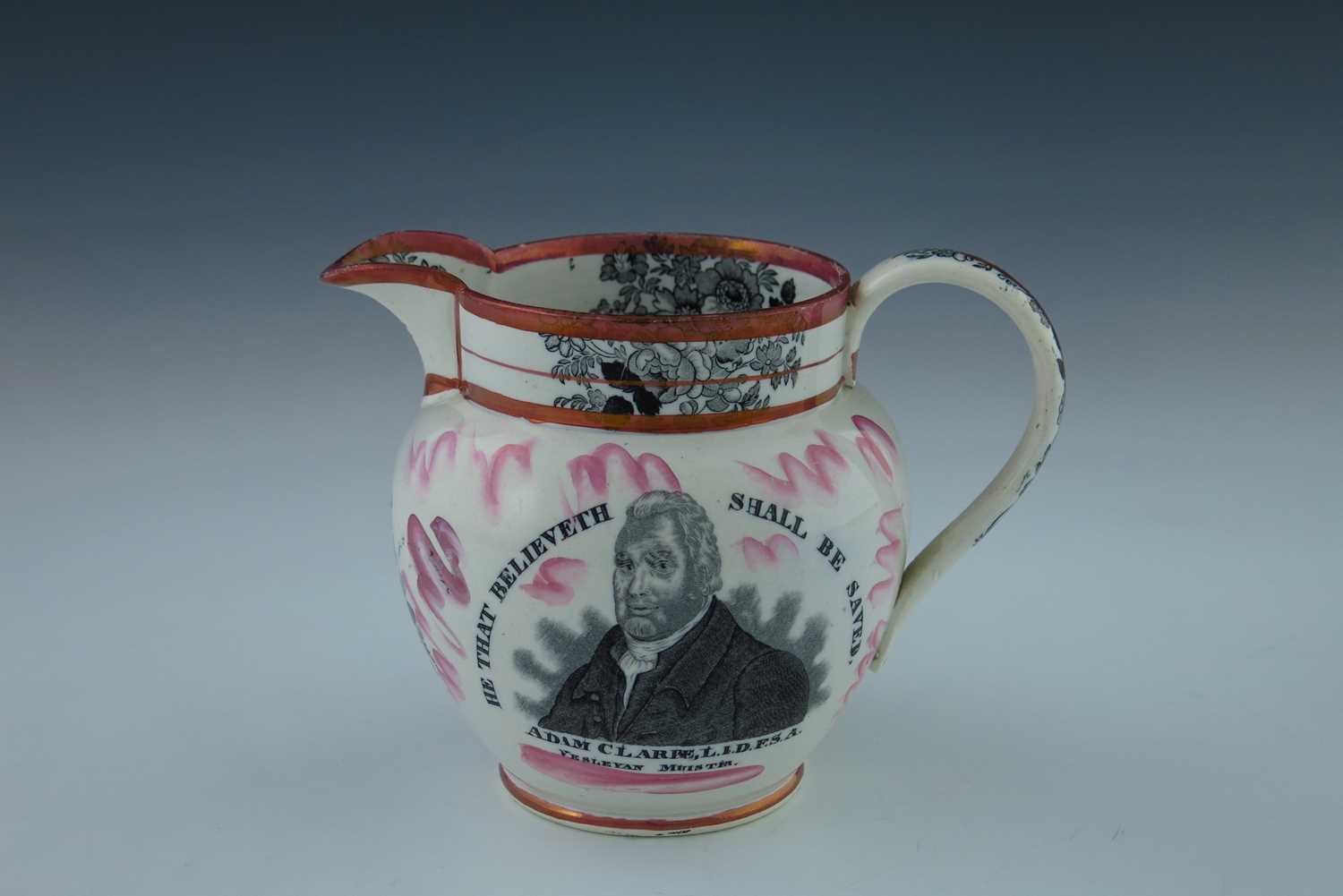 Lot 789 - A Sunderland Lustre jug, Adam Clarke, transfer...