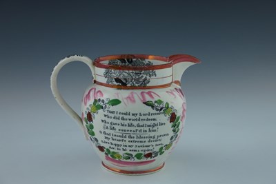 Lot 789 - A Sunderland Lustre jug, Adam Clarke, transfer...