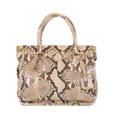 Lot 444 - Prada, a python skin handbag, featuring rolled...