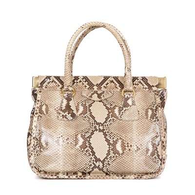 Lot 444 - Prada, a python skin handbag, featuring rolled...