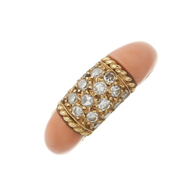 Lot 113 - Van Cleef & Arpels, an 18ct gold coral and diamond Philippine ring