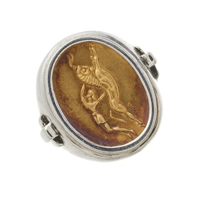 Lot 97 - Ilias Lalaounis, a silver and 18ct gold band ring