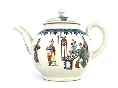 Lot 1011 - A Worcester polychrome and blue and white teapot