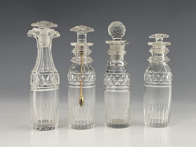 Lot 20 - A George III Old Sheffield Plate and cut glass four bottle cruet stand