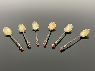 Lot 86 - A set of six Continental silver gilt and...