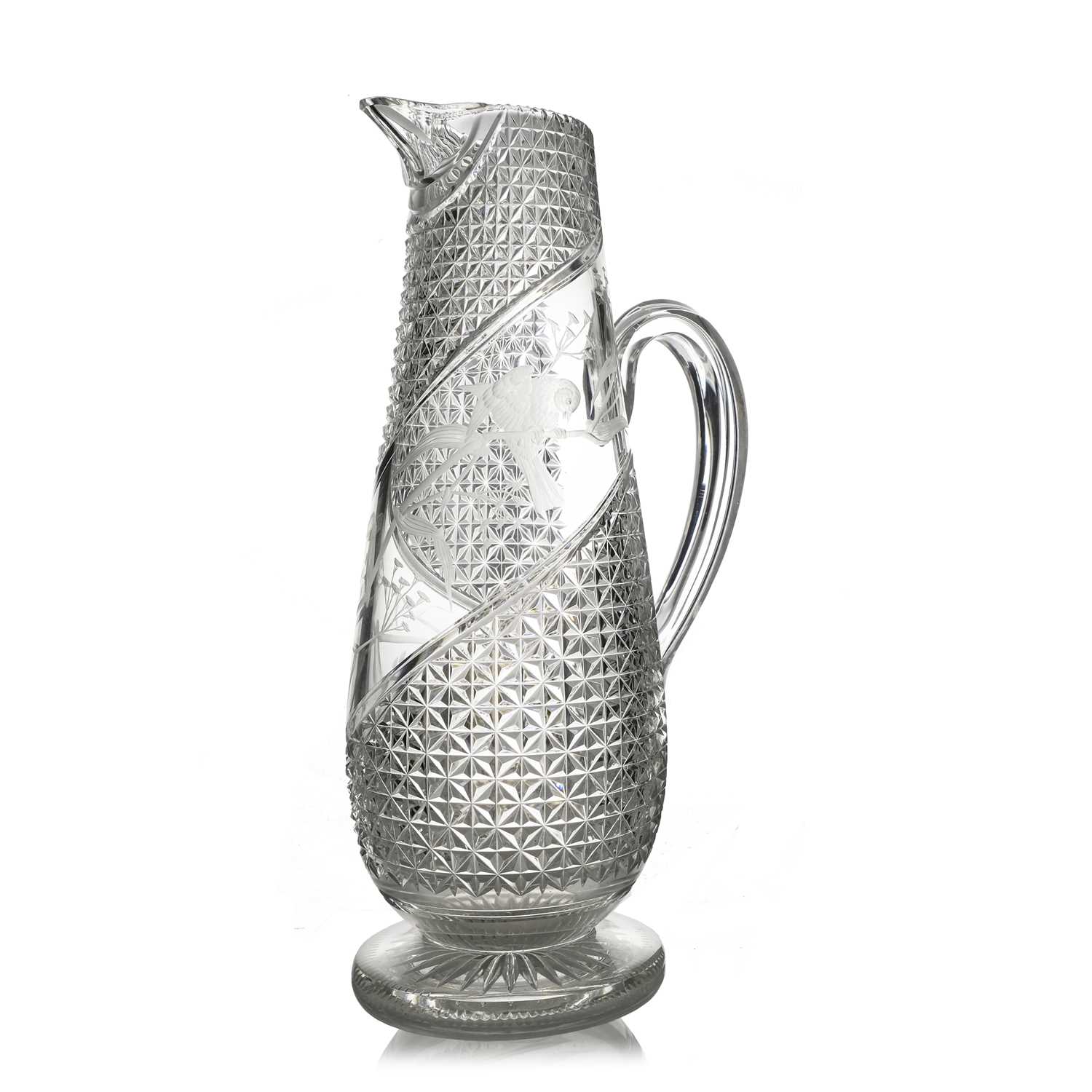 Lot 495 - A Stourbridge cut and engraved glass jug, circa 1870, probably William Fritsche for Thomas Webb