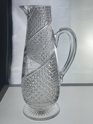 Lot 495 - A Stourbridge cut and engraved glass jug, circa 1870, probably William Fritsche for Thomas Webb