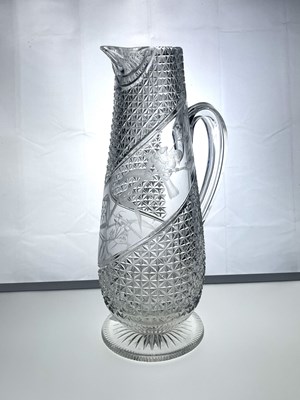 Lot 495 - A Stourbridge cut and engraved glass jug, circa 1870, probably William Fritsche for Thomas Webb