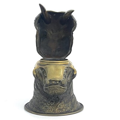 Lot 188 - A novelty brass inkwell, circa 1880,...