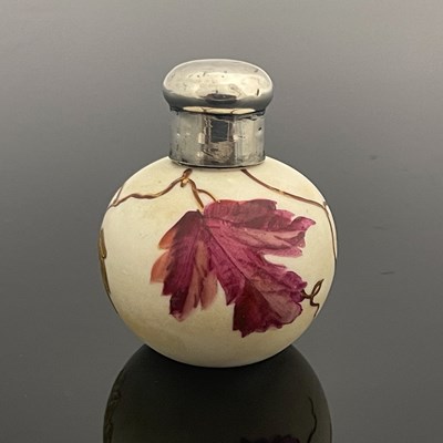 Lot 195 - A Victorian ceramic perfume bottle, the blush...