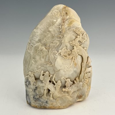 Lot 463 - A Chinese soapstone mountain boulder carving,...