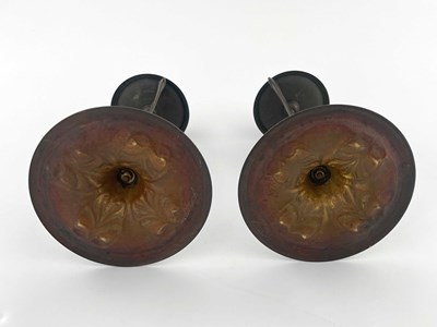 Lot 135 - A pair of bronze Art Nouveau candlesticks,...