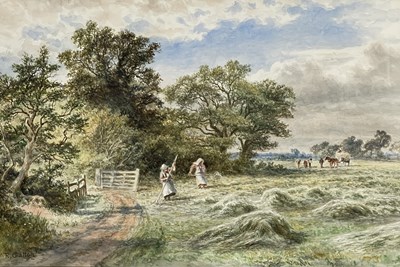 Lot 349 - Robert Gallon (British, 1845-1925), 'Haymaking'...