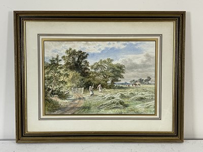 Lot 349 - Robert Gallon (British, 1845-1925), 'Haymaking'...