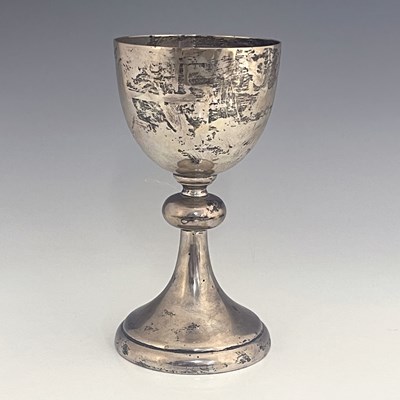 Lot 88 - A E Jones, an Elizabeth II silver chalice,...