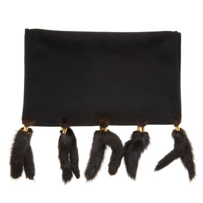 Lot 7 - Aquascutum, a black wool shawl, featuring mink...