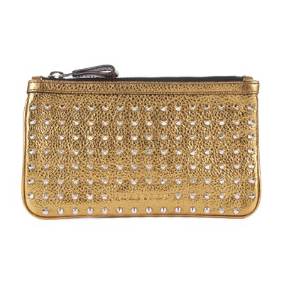 Lot 16 - Burberry, a gold leather studded clutch,...