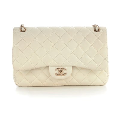 Lot 48 - Chanel, a white Jumbo Double Flap handbag,...