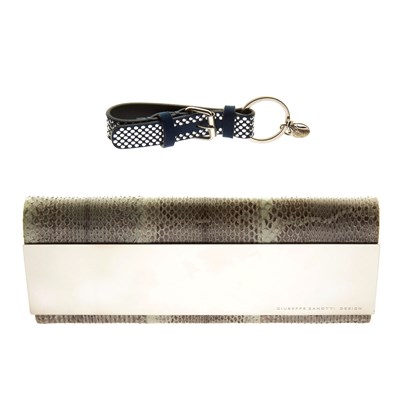 Lot 115 - Giuseppe Zanotti, a snakeskin clutch and a...