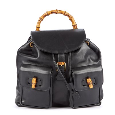 Lot 132 - Gucci, a black leather Bamboo GM backpack,...