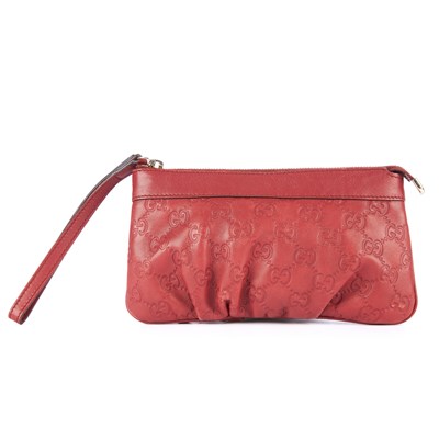 Lot 148 - Gucci, a red Guccissima wristlet pouch,...