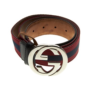 Lot 151 - Gucci, a red and blue Web GG belt, designed as...