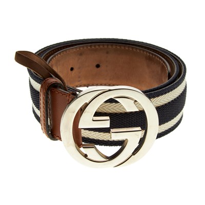 Lot 152 - Gucci, blue and white Web GG belt, designed as...