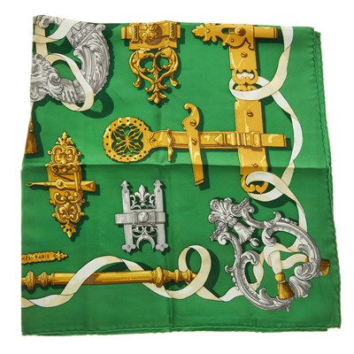 Lot 176 - Hermes, a Ferronnerie silk scarf, designed by...