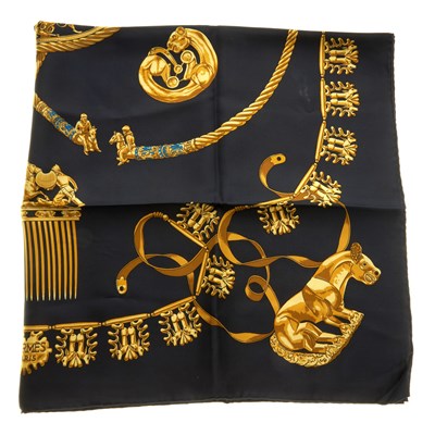 Lot 179 - Hermes, a Les Cavaliers D'or silk scarf,...