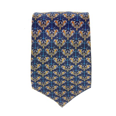 Lot 183 - Hermes, a silk tie, featuring a blue and...