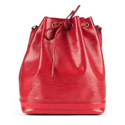 Lot 240 - Louis Vuitton, a red epi Noe GM bucket handbag,...