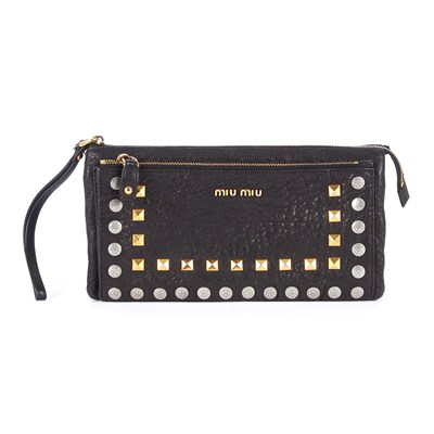 Lot 272 - Miu Miu, a black leather wristlet clutch,...