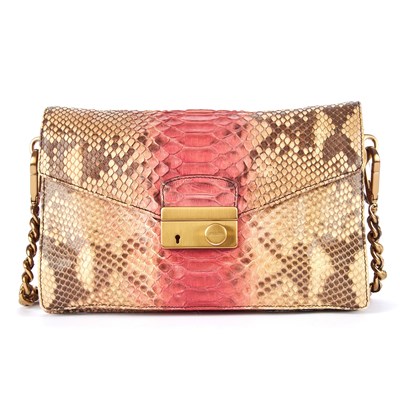 Lot 299 - Prada, a rose pink python skin handbag,...