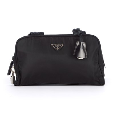 Lot 305 - Prada, a small black nylon Boston bag,...
