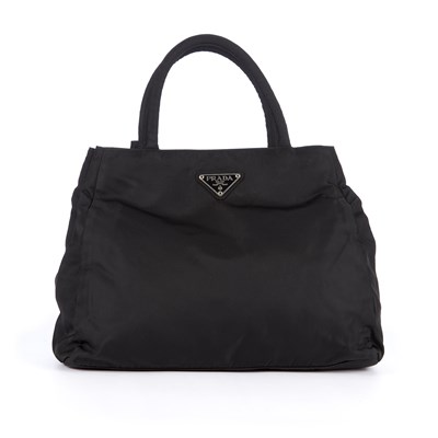 Lot 306 - Prada, a small black nylon tote bag, featuring...
