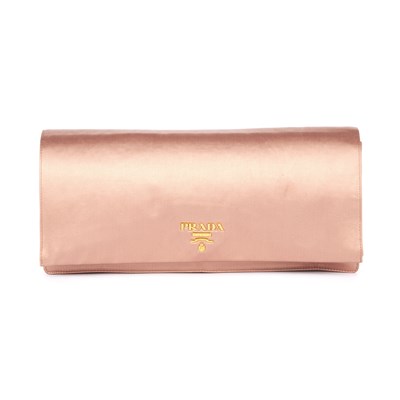 Lot 311 - Prada, a pale pink satin clutch, featuring...