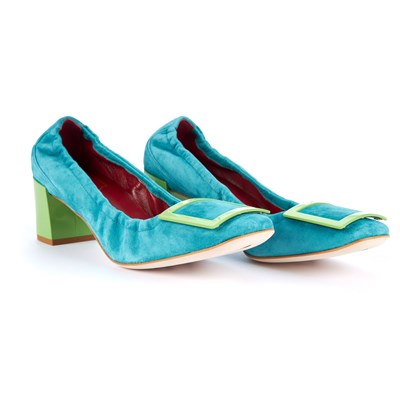 Lot 314 - Roger Vivier, a pair of suede buckle heels,...