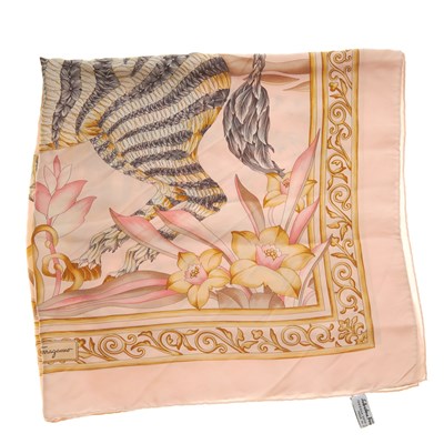 Lot 332 - Salvatore Ferragamo, a pale pink silk scarf,...