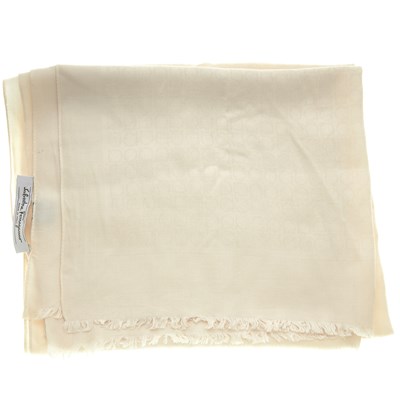 Lot 334 - Salvatore Ferragamo, a cream silk/wool Gancini...
