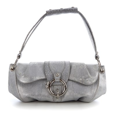 Lot 339 - Tod's, a textured silver leather handbag,...